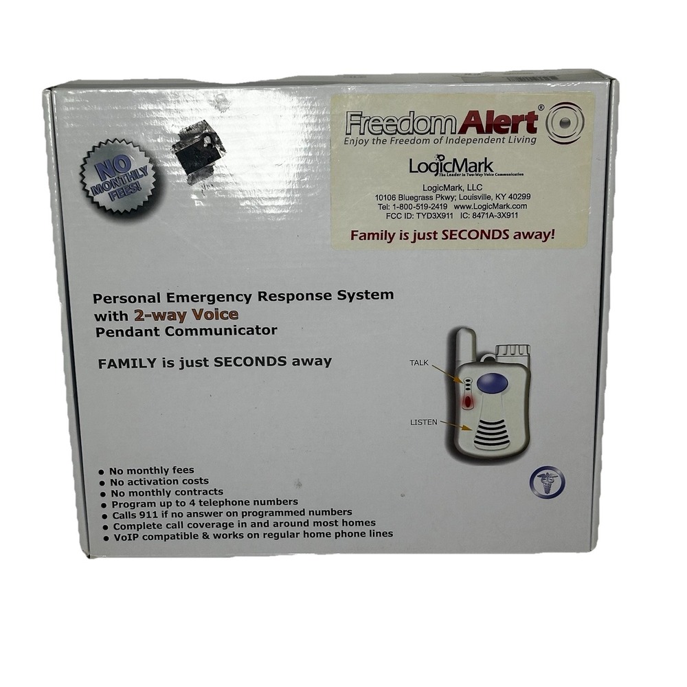 LogicMark Freedom Alert Emergency‎ Response System 2-Way Voice Pendant 35911 NEW